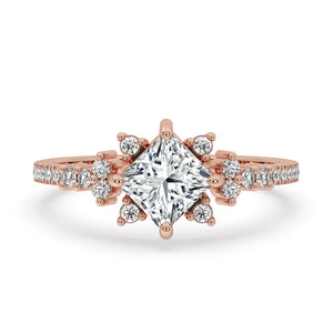 Two Carat Princess Cut Diamond Engagement Ring in Rose Gold