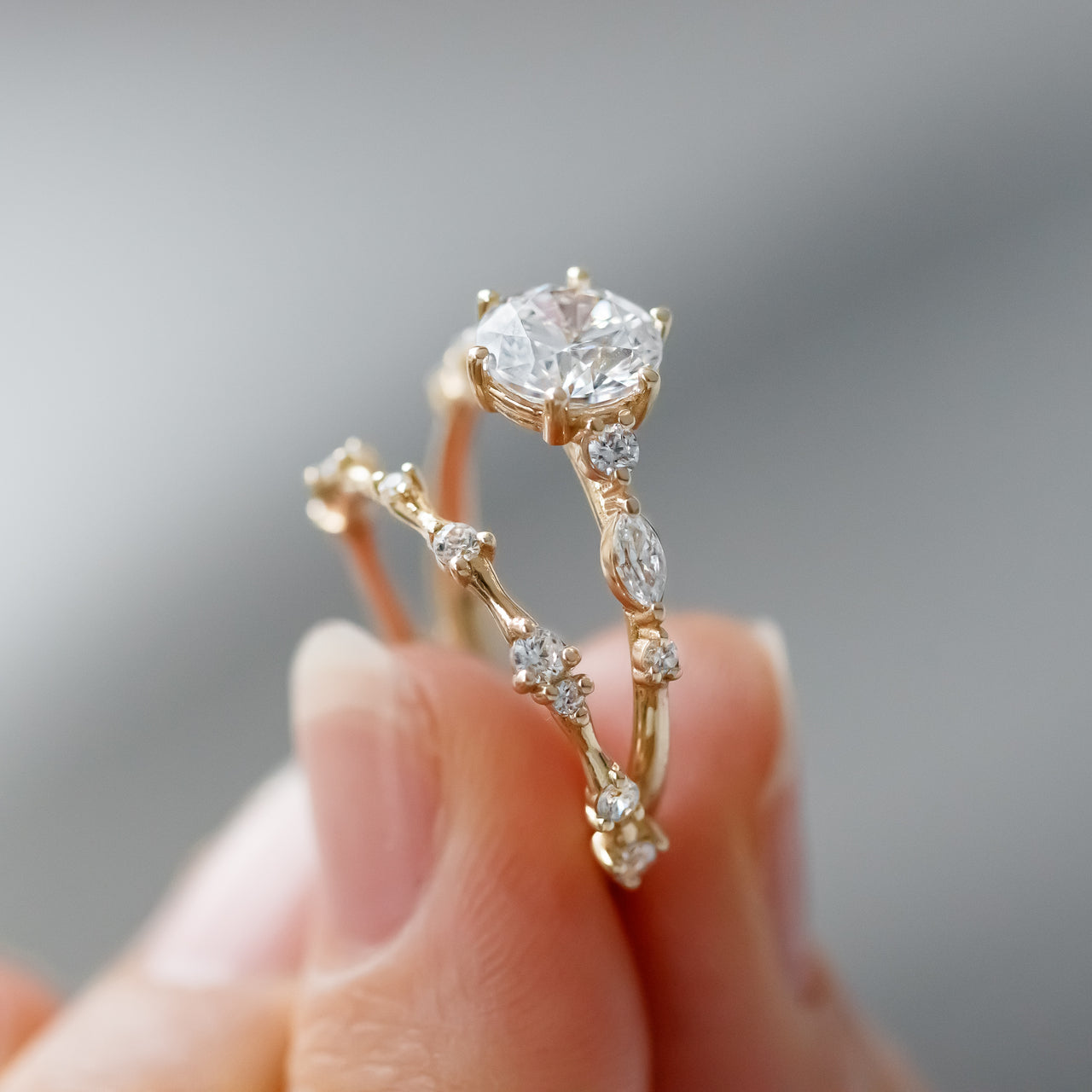 0.30 TCW Round Cut Dainty Style Moissanite Wedding Band