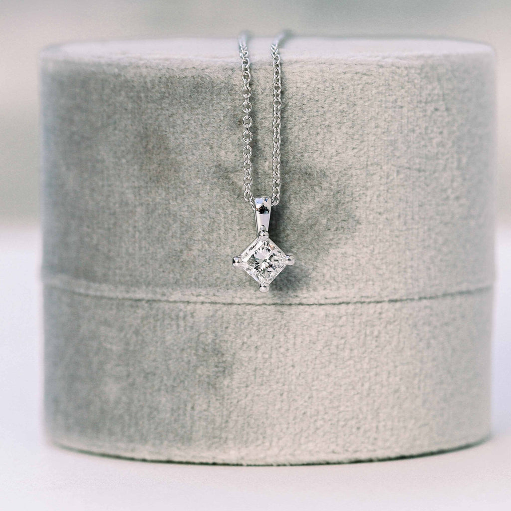 0.50 CT-1.0 CT Princess Cut Moissanite Solitaire Layering Necklace