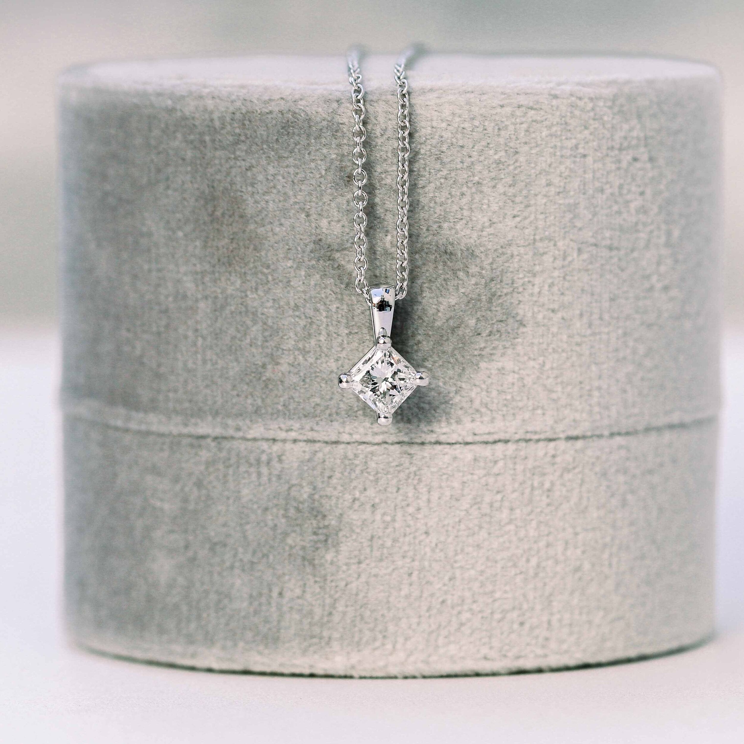 0.50 CT-1.0 CT Princess Cut Moissanite Solitaire Layering Necklace