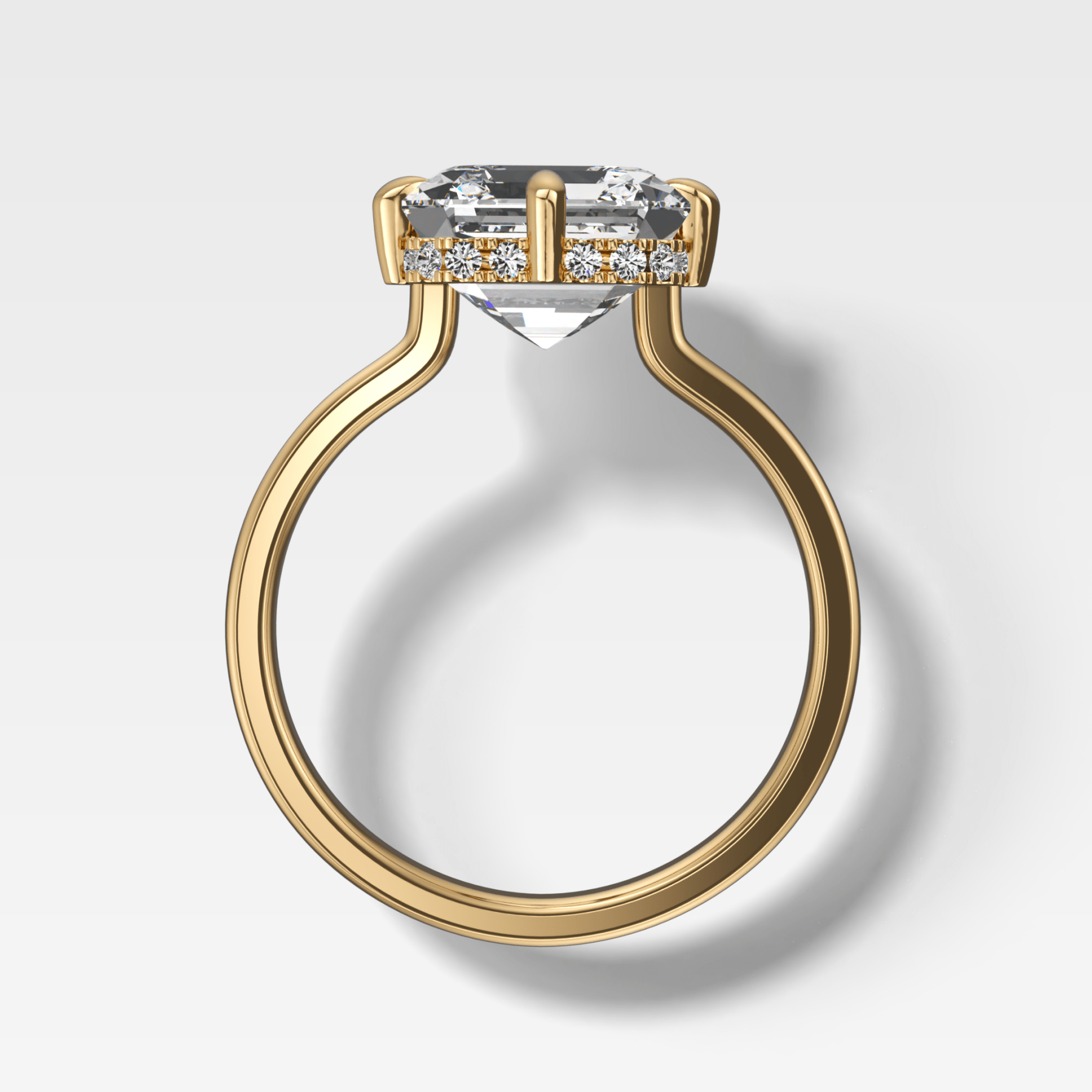 Compass Solitaire Engagement Ring with Asscher Cut Diamond