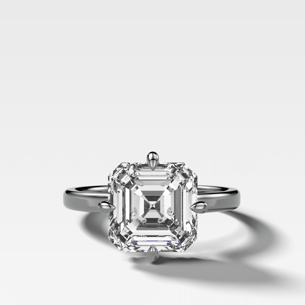 Compass Solitaire Engagement Ring with Asscher Cut Diamond