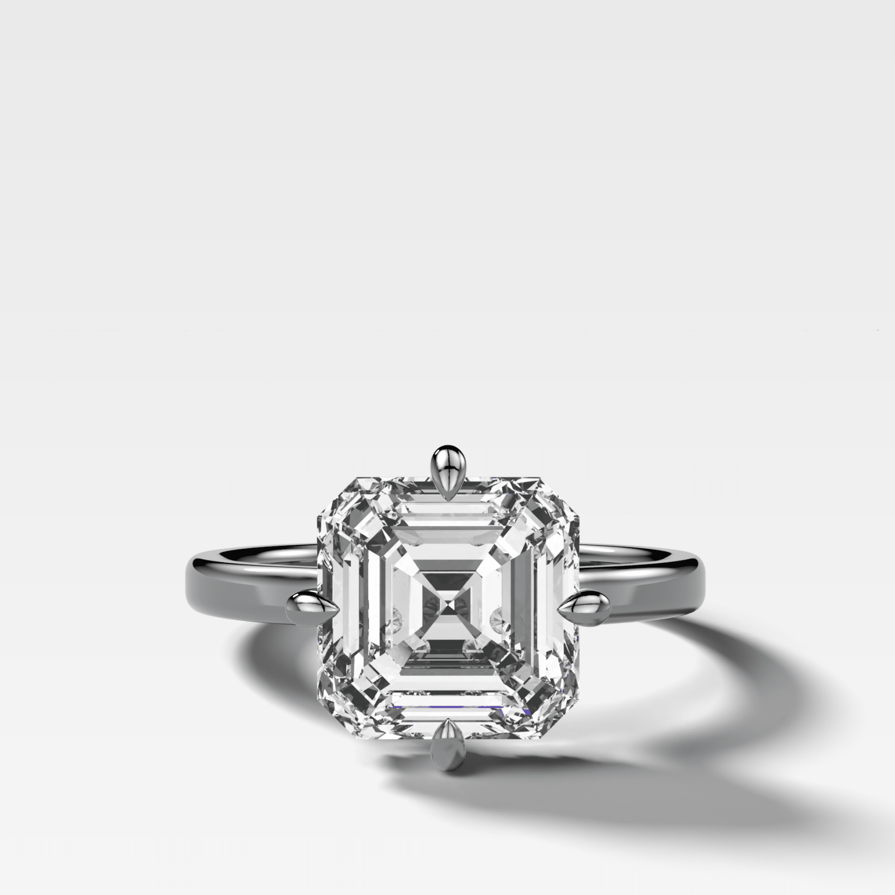 Compass Solitaire Engagement Ring with Asscher Cut Diamond