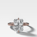 Compass Solitaire Engagement Ring with Elongated Radiant Cut Diamond