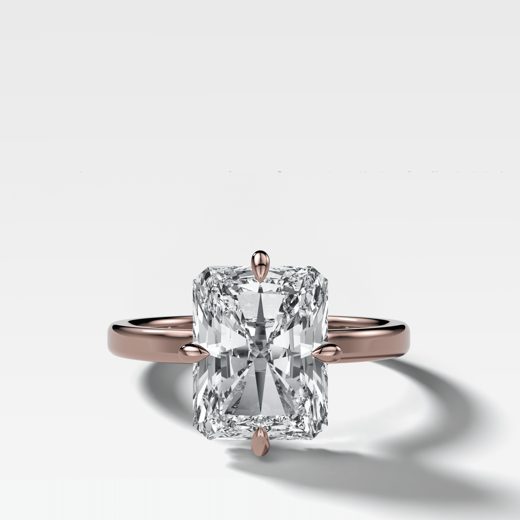 Compass Solitaire Engagement Ring with Elongated Radiant Cut Diamond