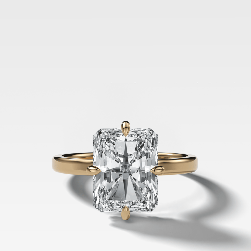Compass Solitaire Engagement Ring with Elongated Radiant Cut Diamond