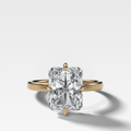 Compass Solitaire Engagement Ring with Elongated Radiant Cut Diamond