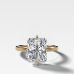 Compass Solitaire Engagement Ring with Elongated Radiant Cut Diamond