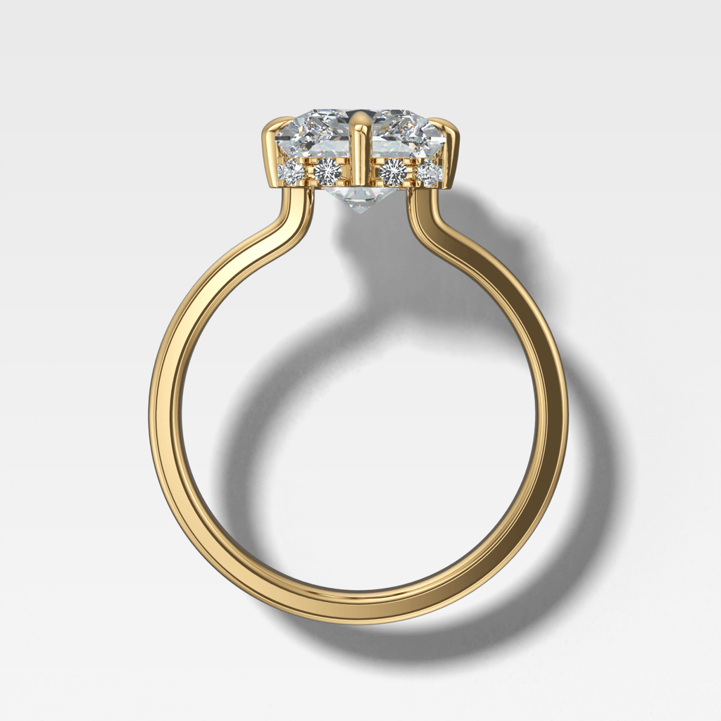 Compass Solitaire Engagement Ring with Elongated Radiant Cut Diamond