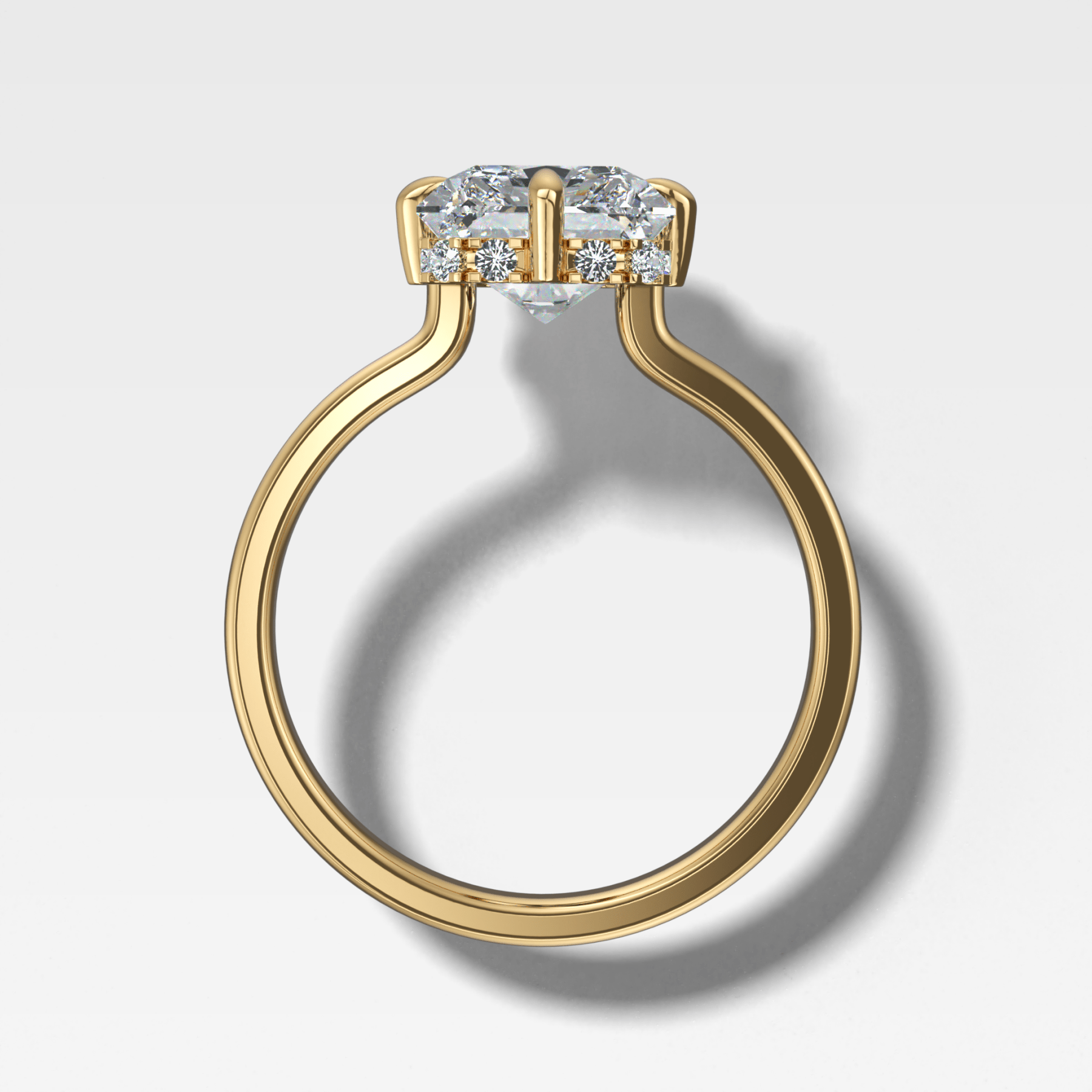 Compass Solitaire Engagement Ring with Elongated Radiant Cut Diamond