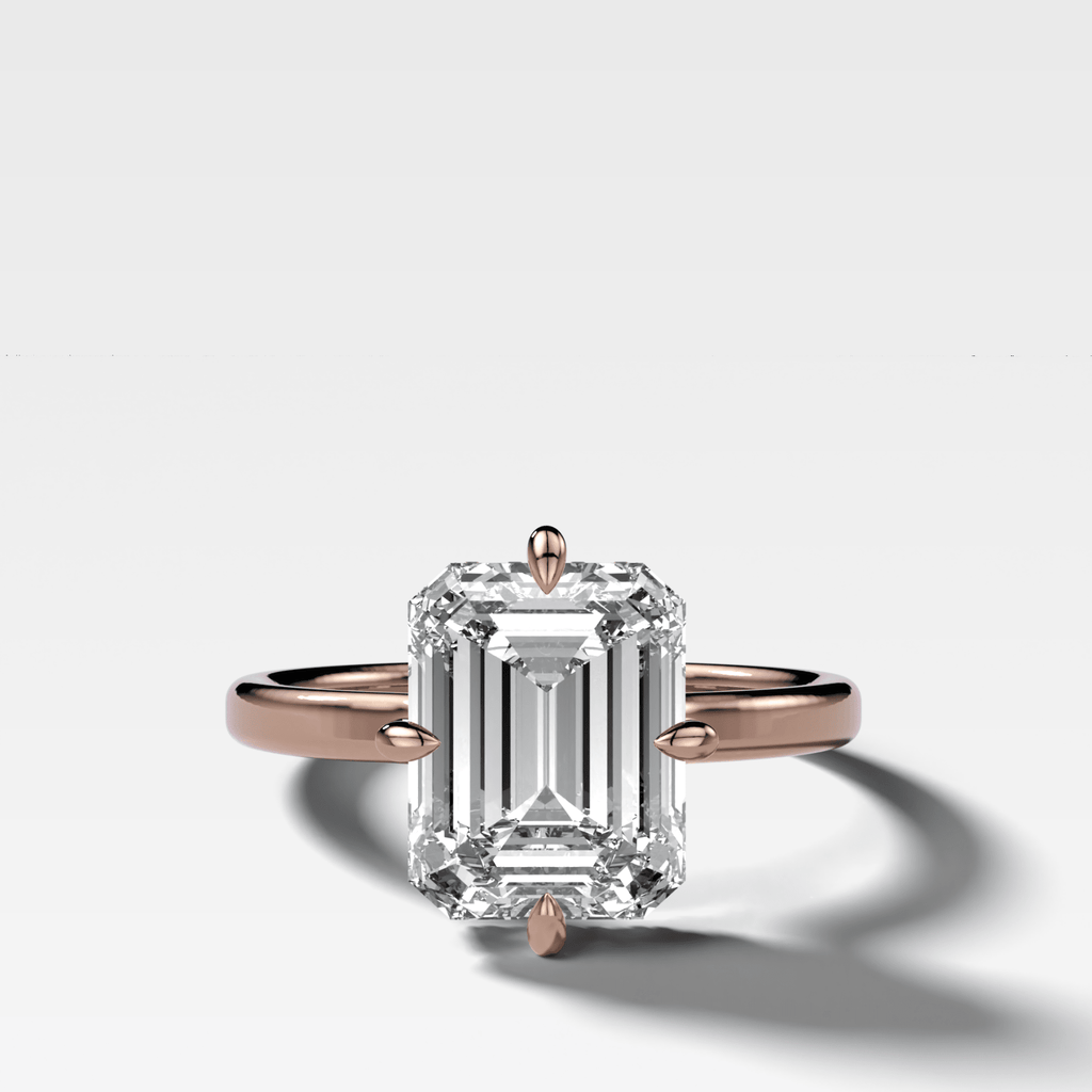 Compass Solitaire Engagement Ring with Emerald Cut Diamond