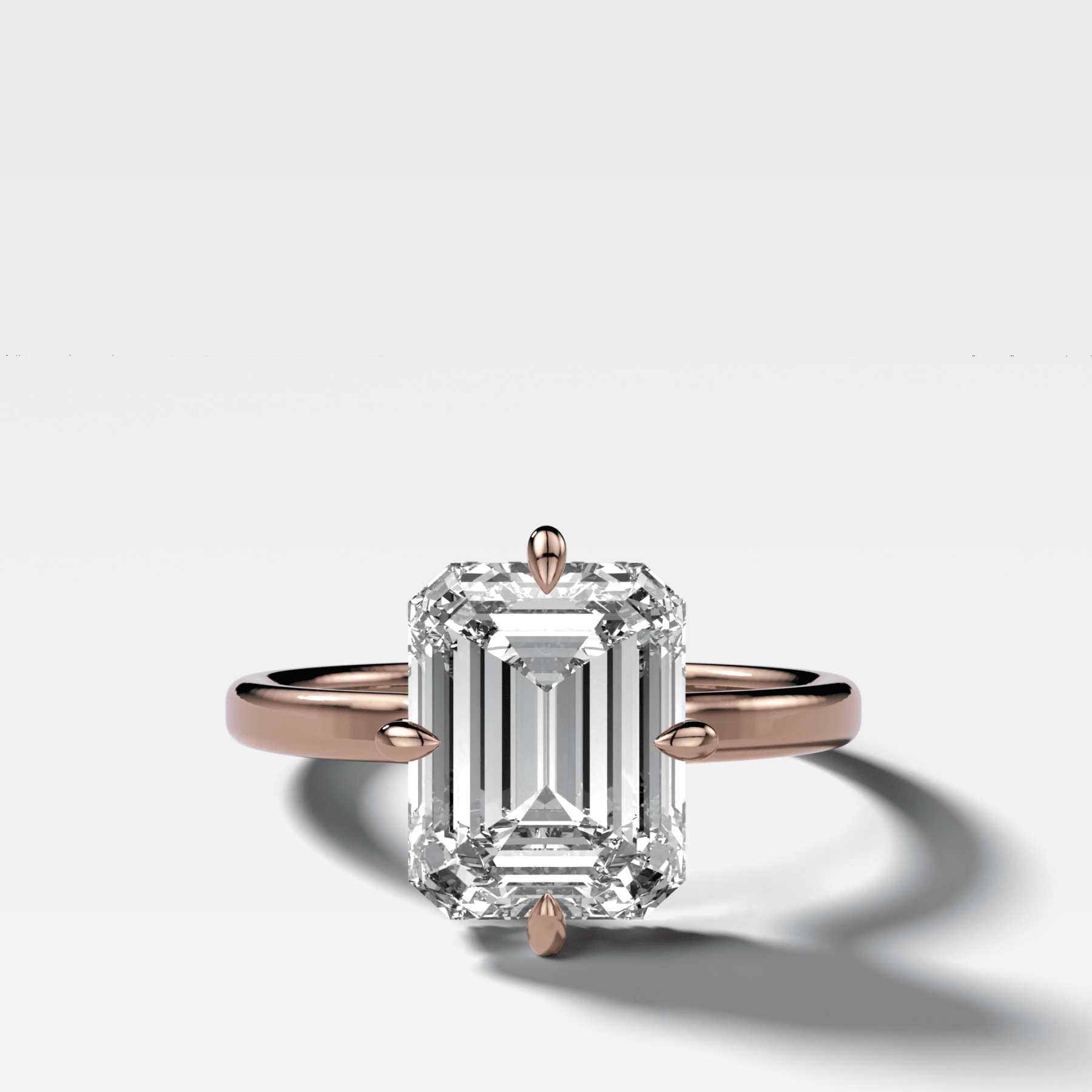 Compass Solitaire Engagement Ring with Emerald Cut Diamond