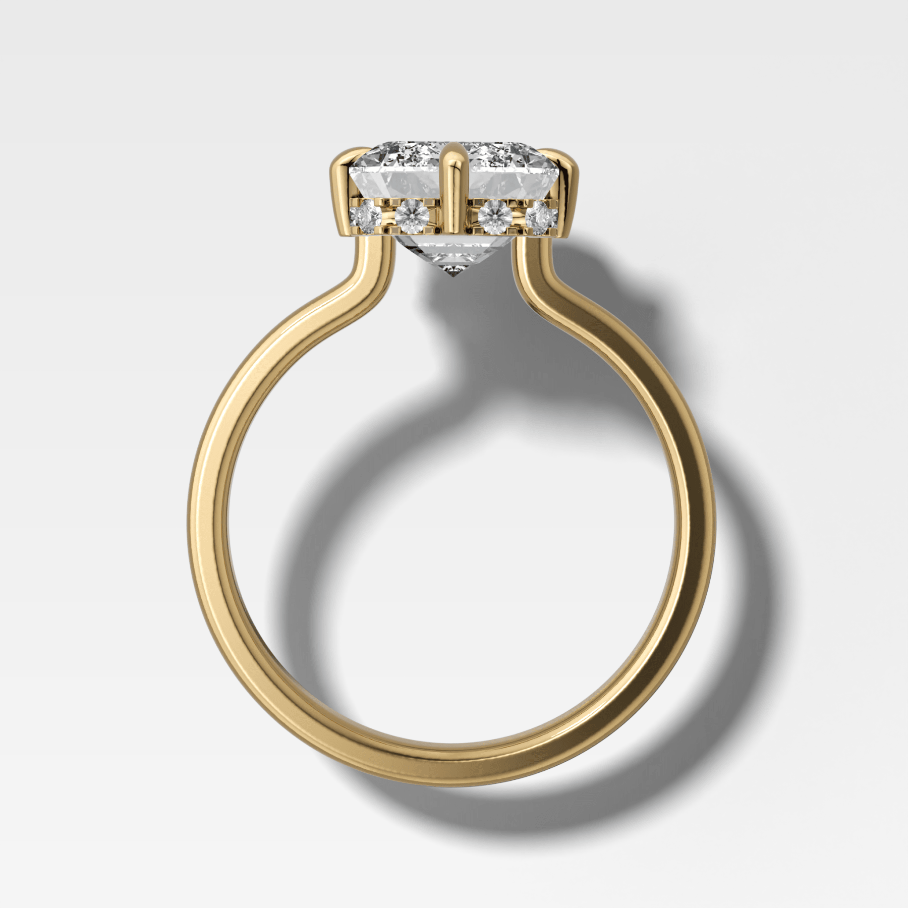 Compass Solitaire Engagement Ring with Emerald Cut Diamond
