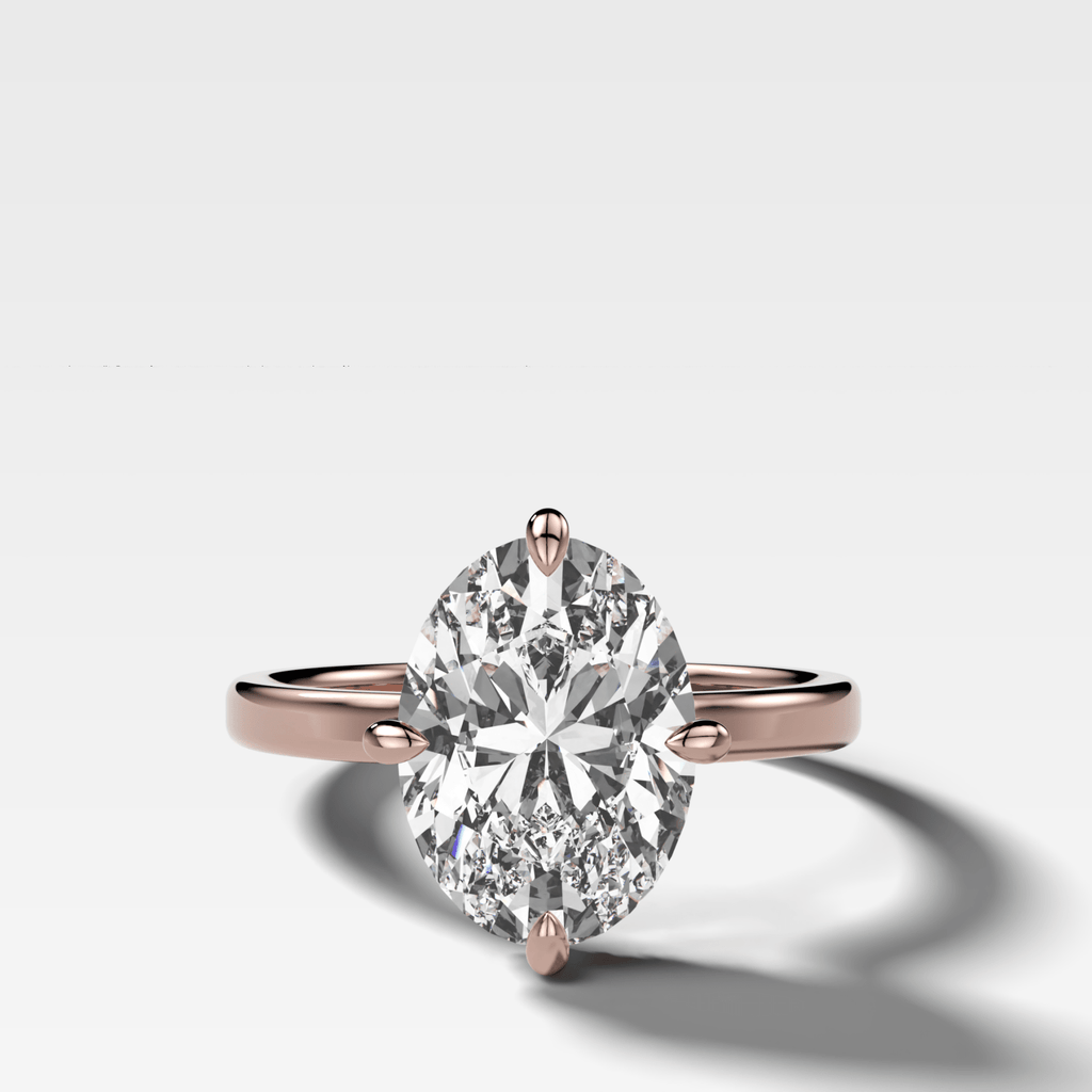 Compass Solitaire Engagement Ring with Oval Cut Diamond