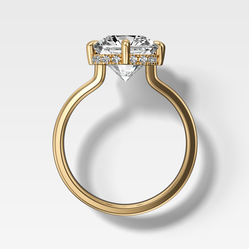 Compass Solitaire Engagement Ring with Square Radiant Cut Diamond