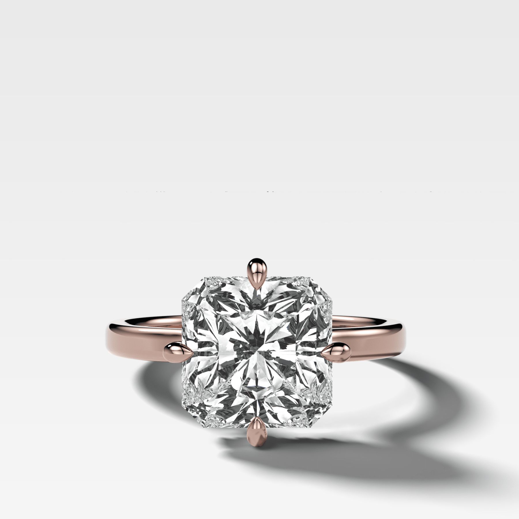 Compass Solitaire Engagement Ring with Square Radiant Cut Diamond