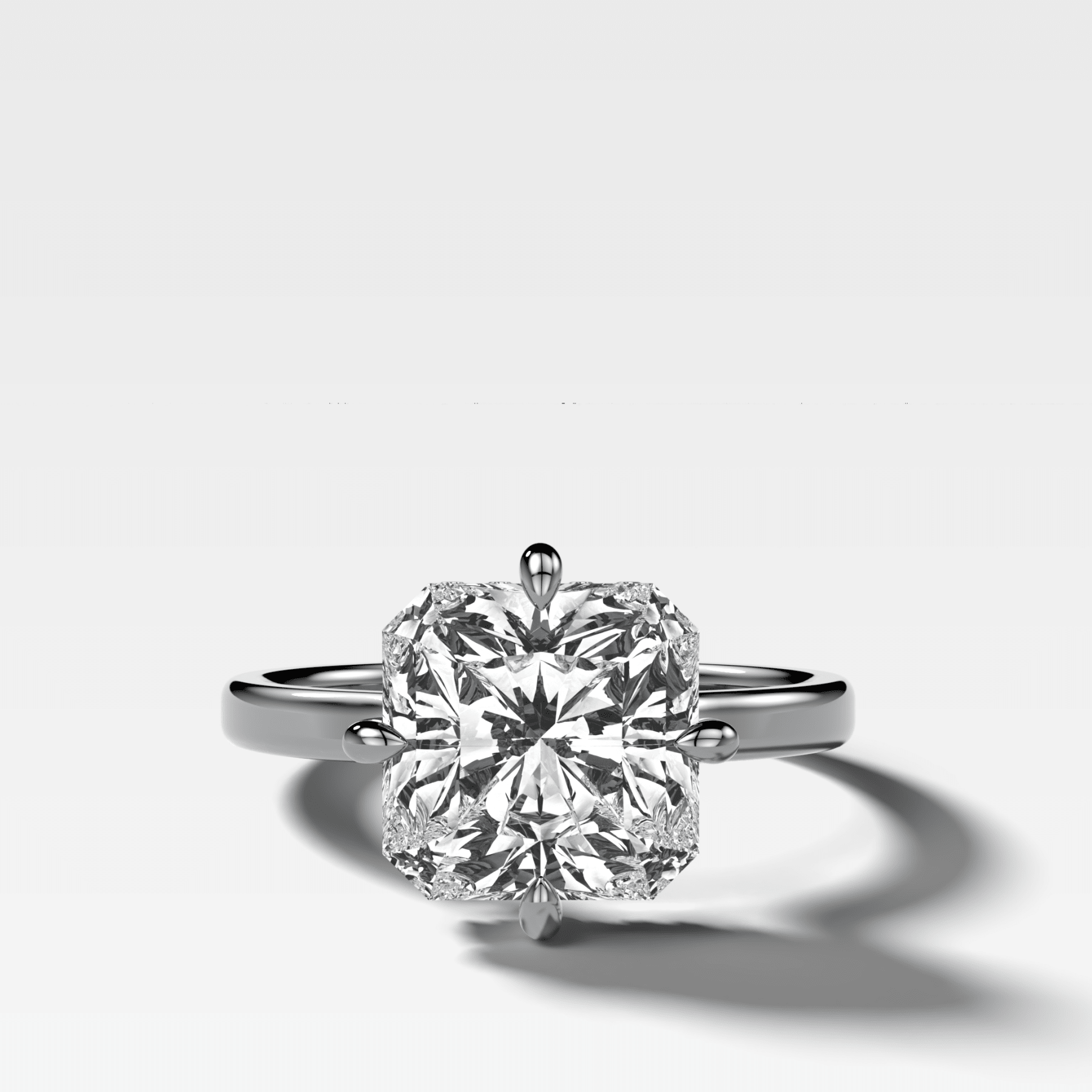 Compass Solitaire Engagement Ring with Square Radiant Cut Diamond
