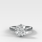 Compass Tapered Dome Engagement Ring With a Cushion Cut Diamond