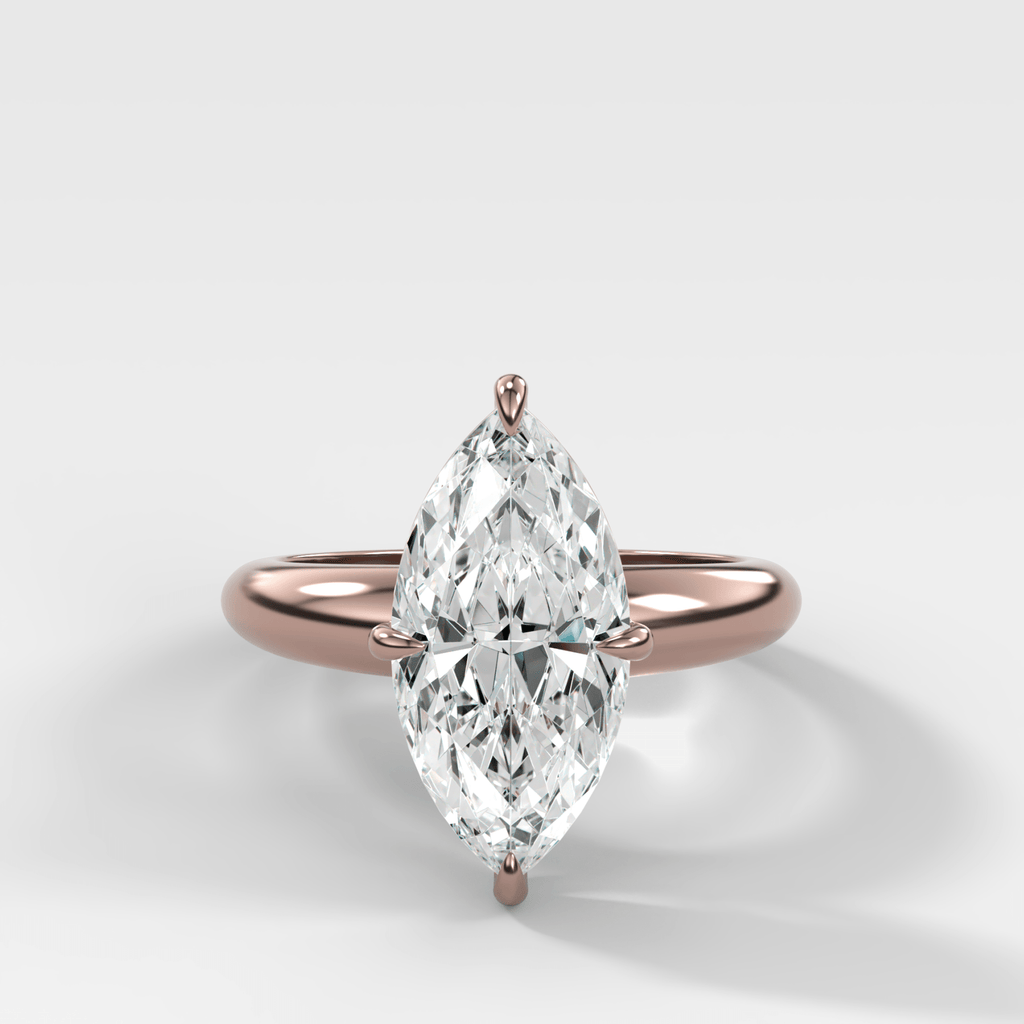 Compass Tapered Dome Engagement Ring With a Marquise Diamond