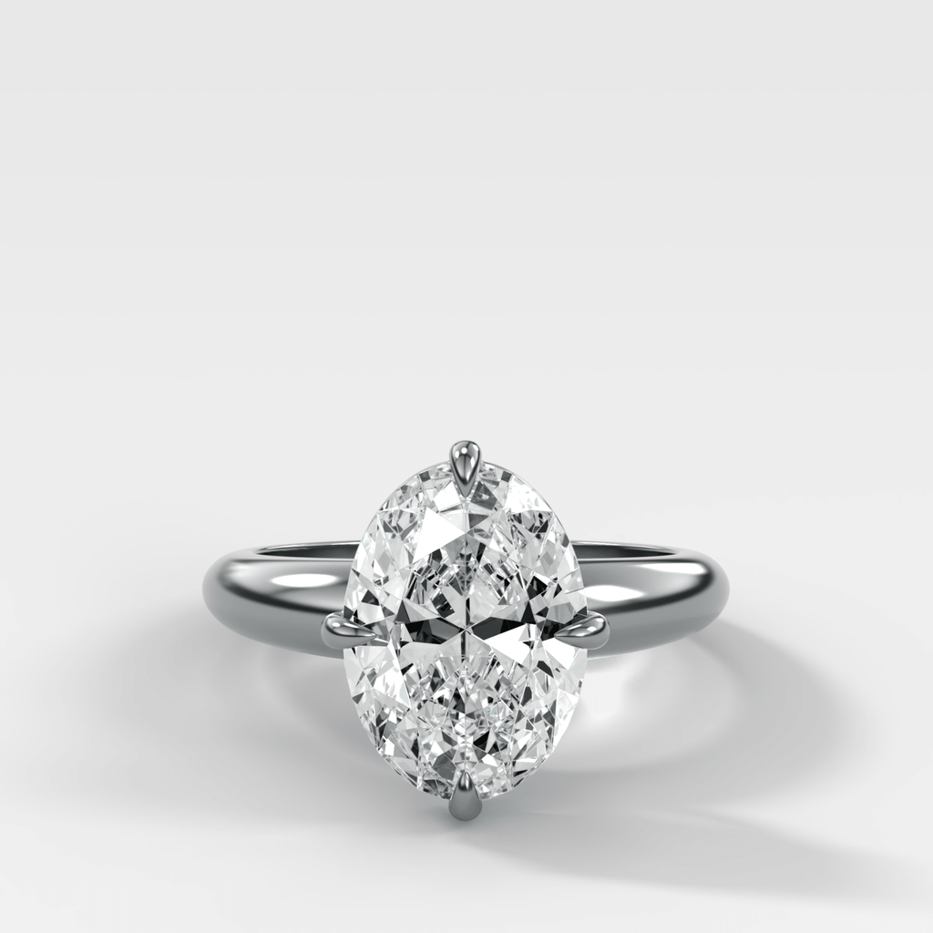 Compass Tapered Dome Engagement Ring With a Oval Diamond
