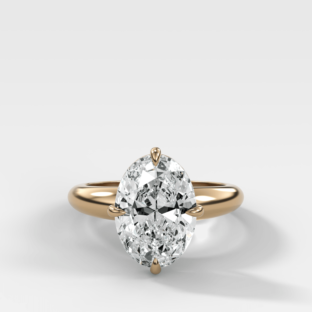 Compass Tapered Dome Engagement Ring With a Oval Diamond