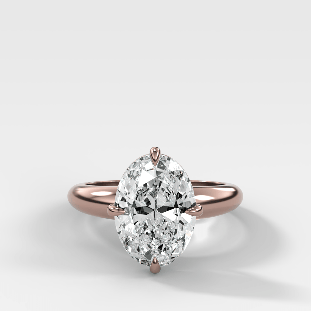 Compass Tapered Dome Engagement Ring With a Oval Diamond