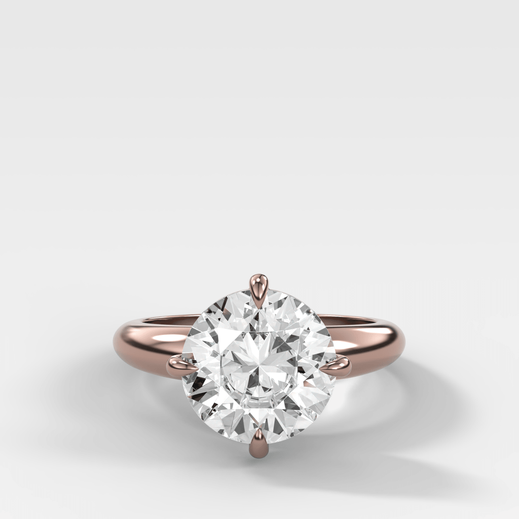 Compass Tapered Dome Engagement Ring With a Round Diamond
