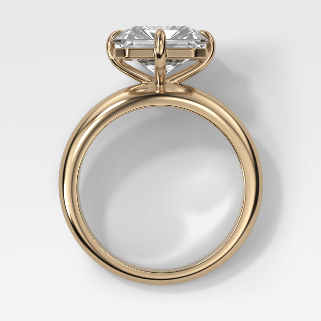Compass Tapered Dome Engagement Ring With a Square Radiant Diamond