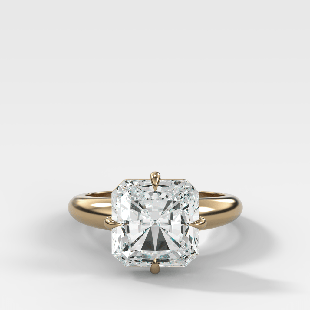 Compass Tapered Dome Engagement Ring With a Square Radiant Diamond