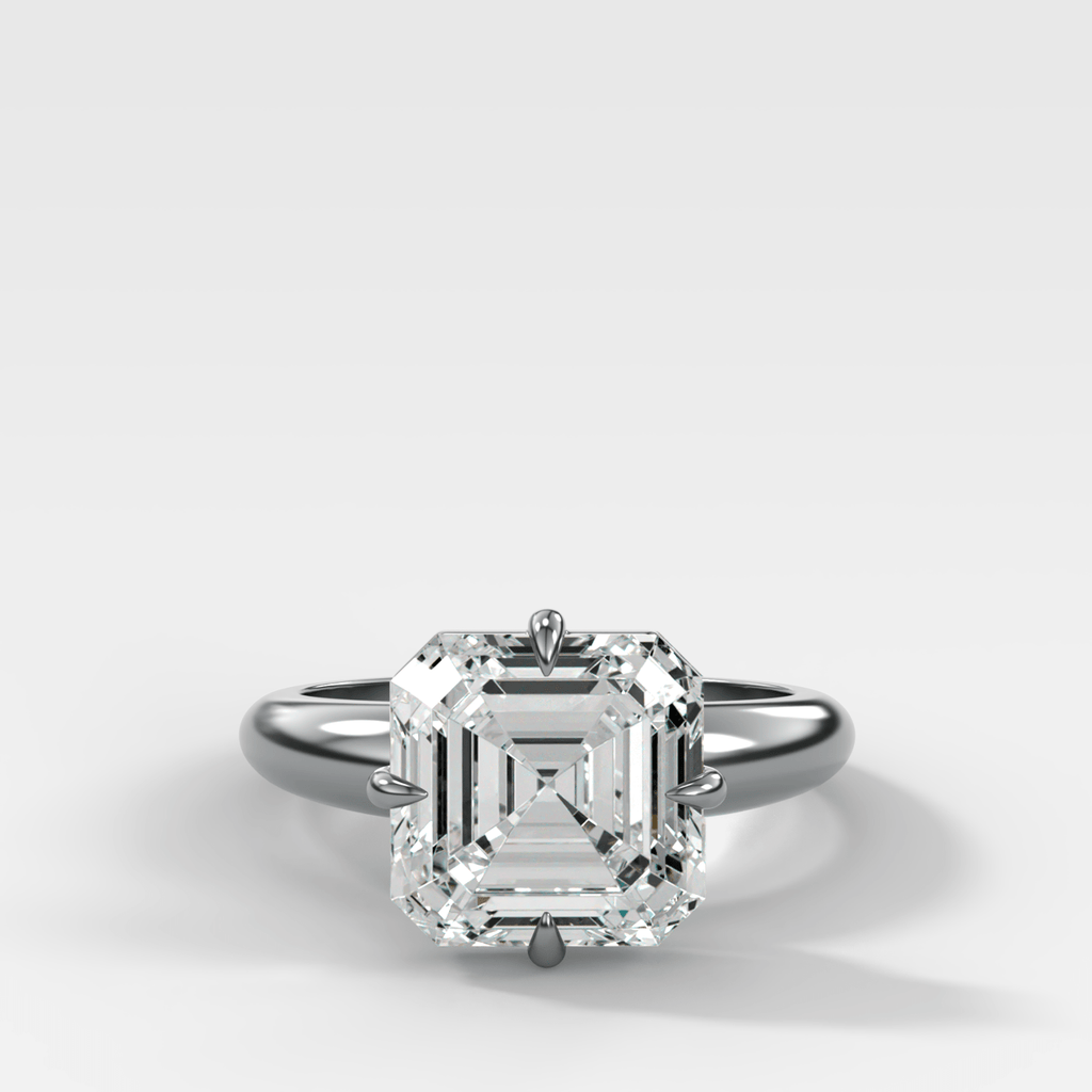 Compass Tapered Dome Engagement Ring With an Asscher Diamond