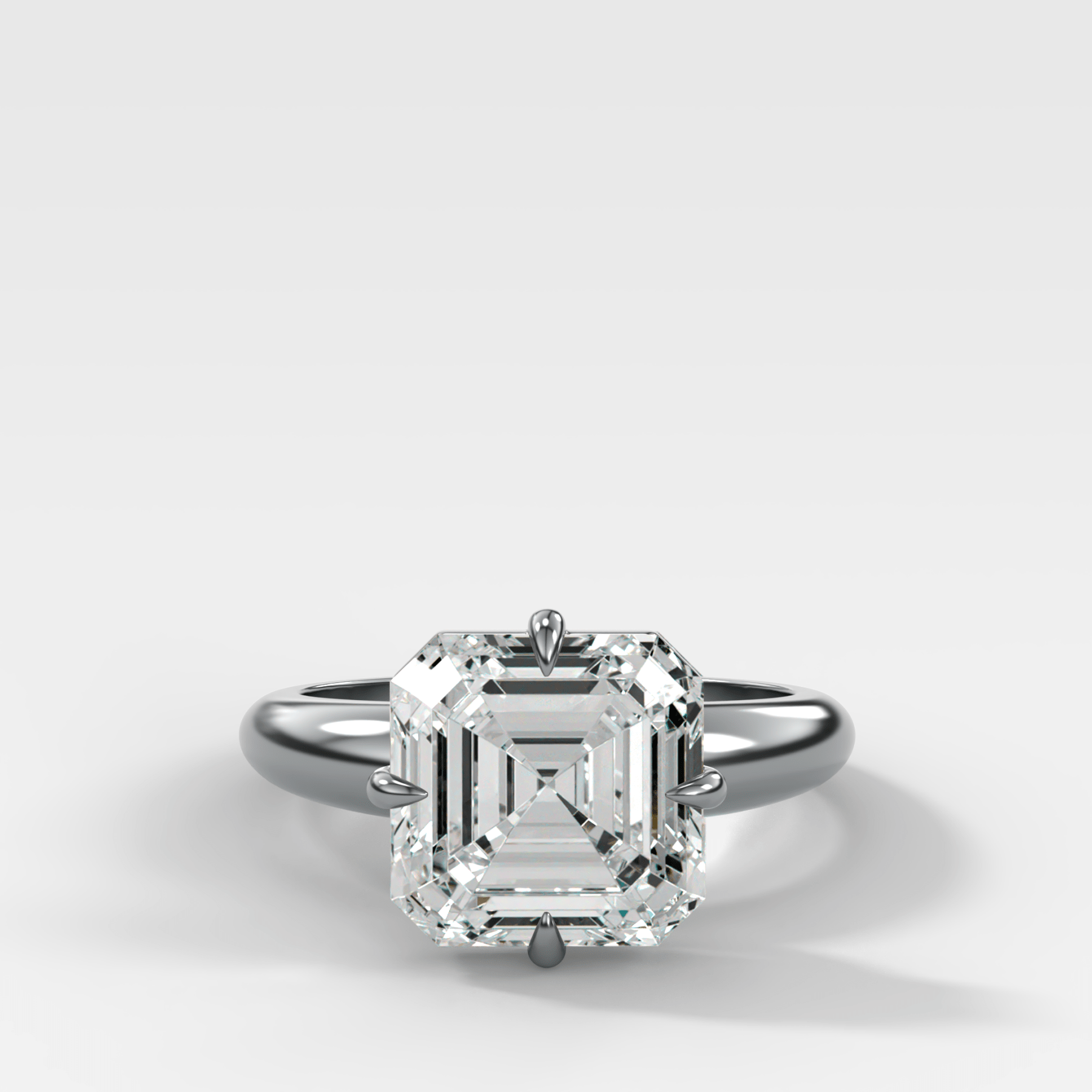 Compass Tapered Dome Engagement Ring With an Asscher Diamond