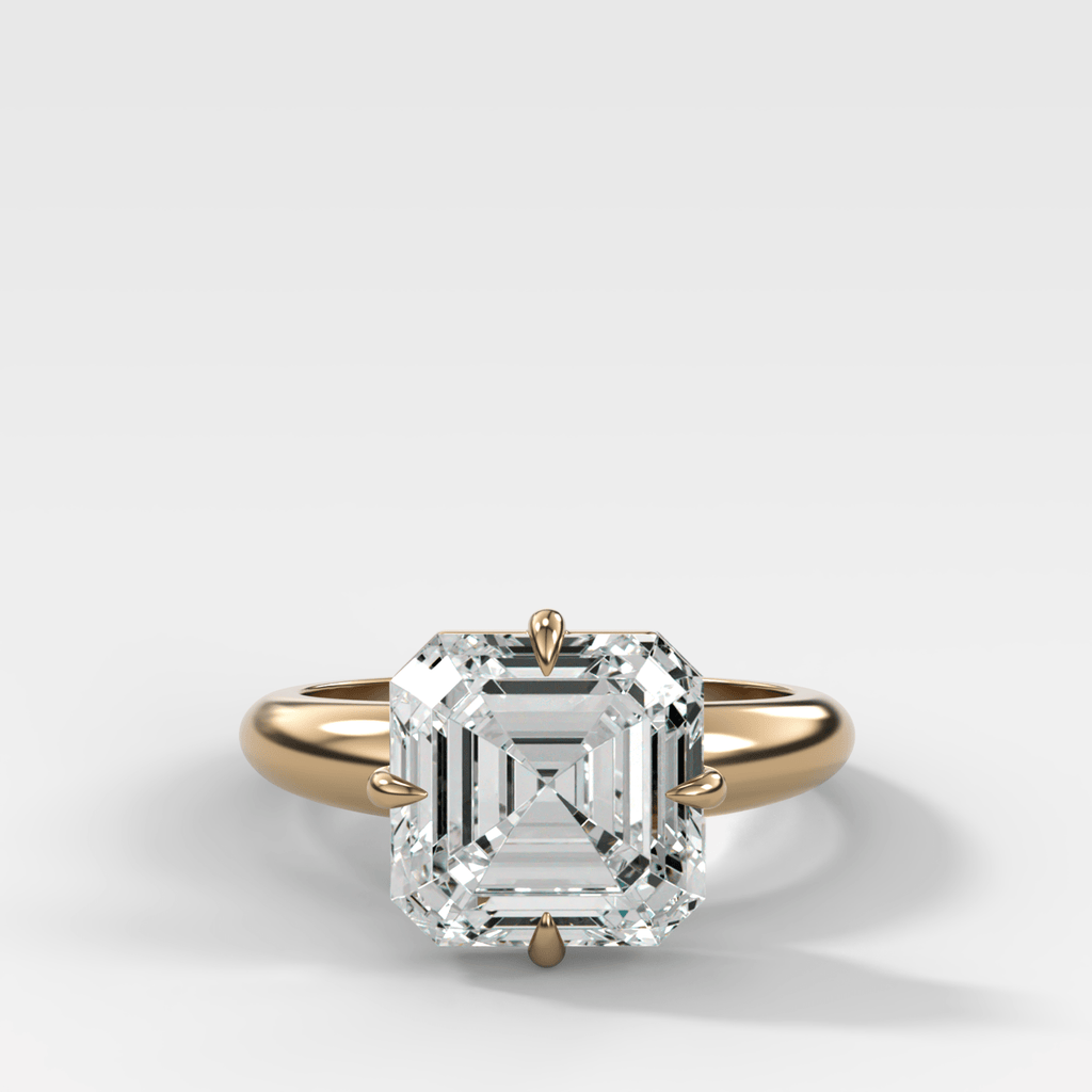 Compass Tapered Dome Engagement Ring With an Asscher Diamond