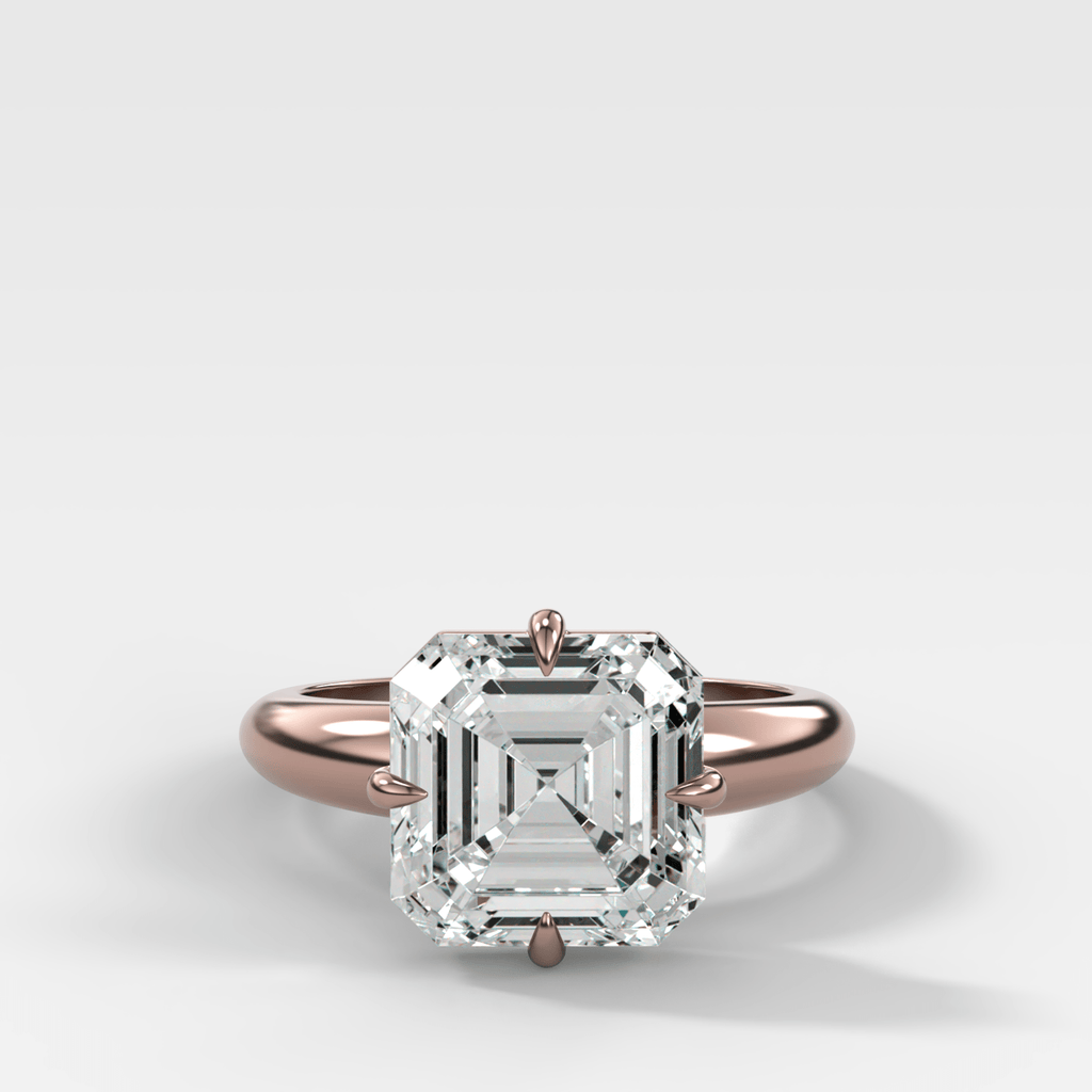 Compass Tapered Dome Engagement Ring With an Asscher Diamond