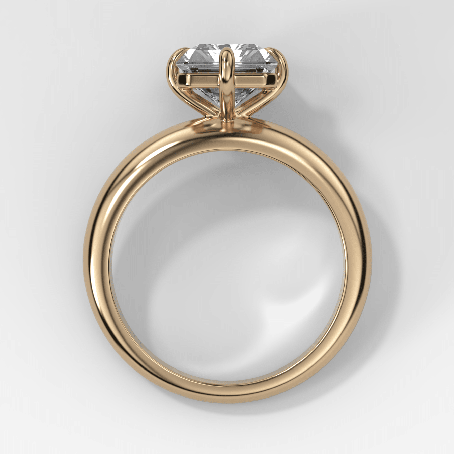 Compass Tapered Dome Engagement Ring With an Elongated Radiant Diamond
