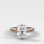 Compass Tapered Dome Engagement Ring With an Elongated Radiant Diamond