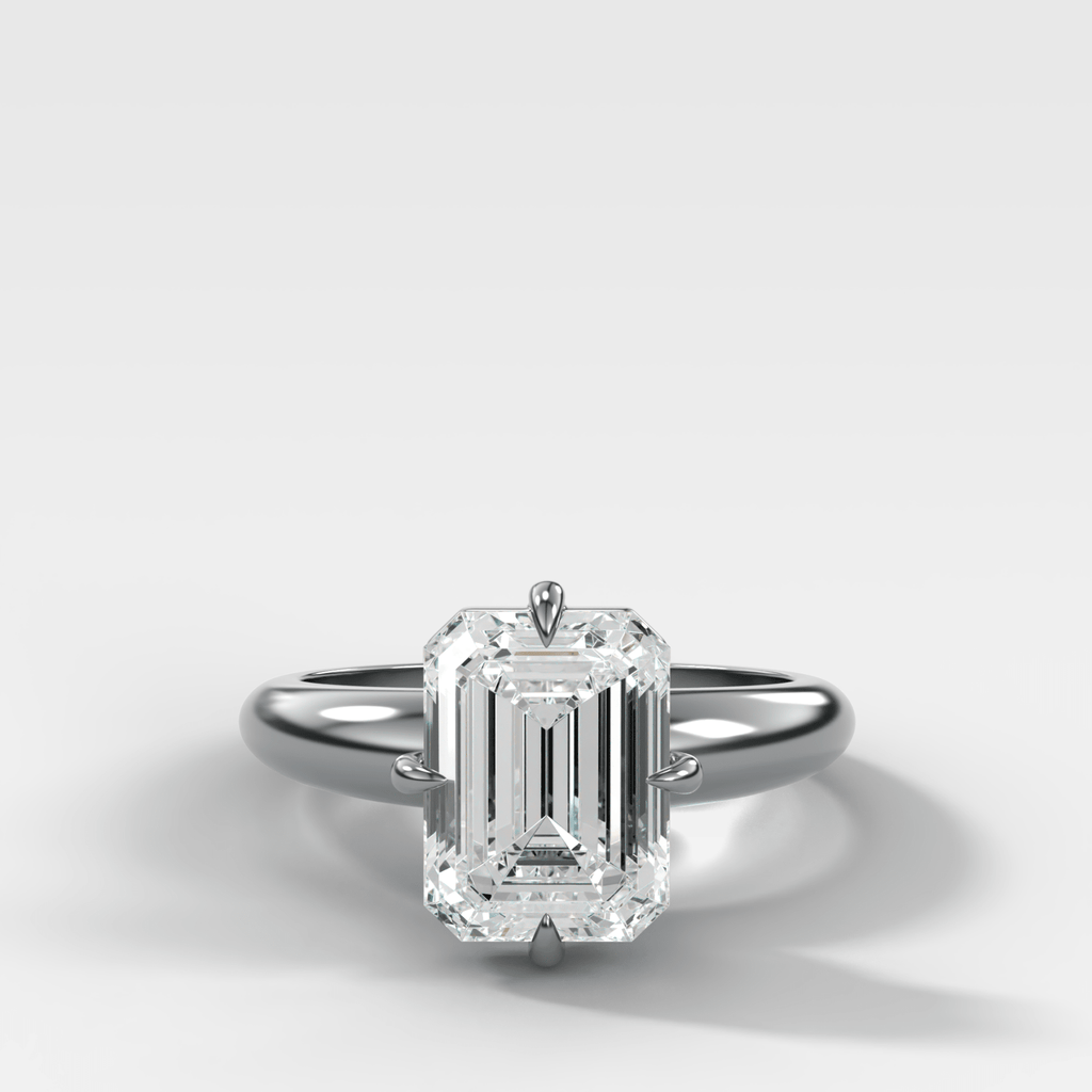 Compass Tapered Dome Engagement Ring With an Emerald Diamond