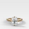 Compass Tapered Dome Engagement Ring With Elongated Cushion Cut Diamond