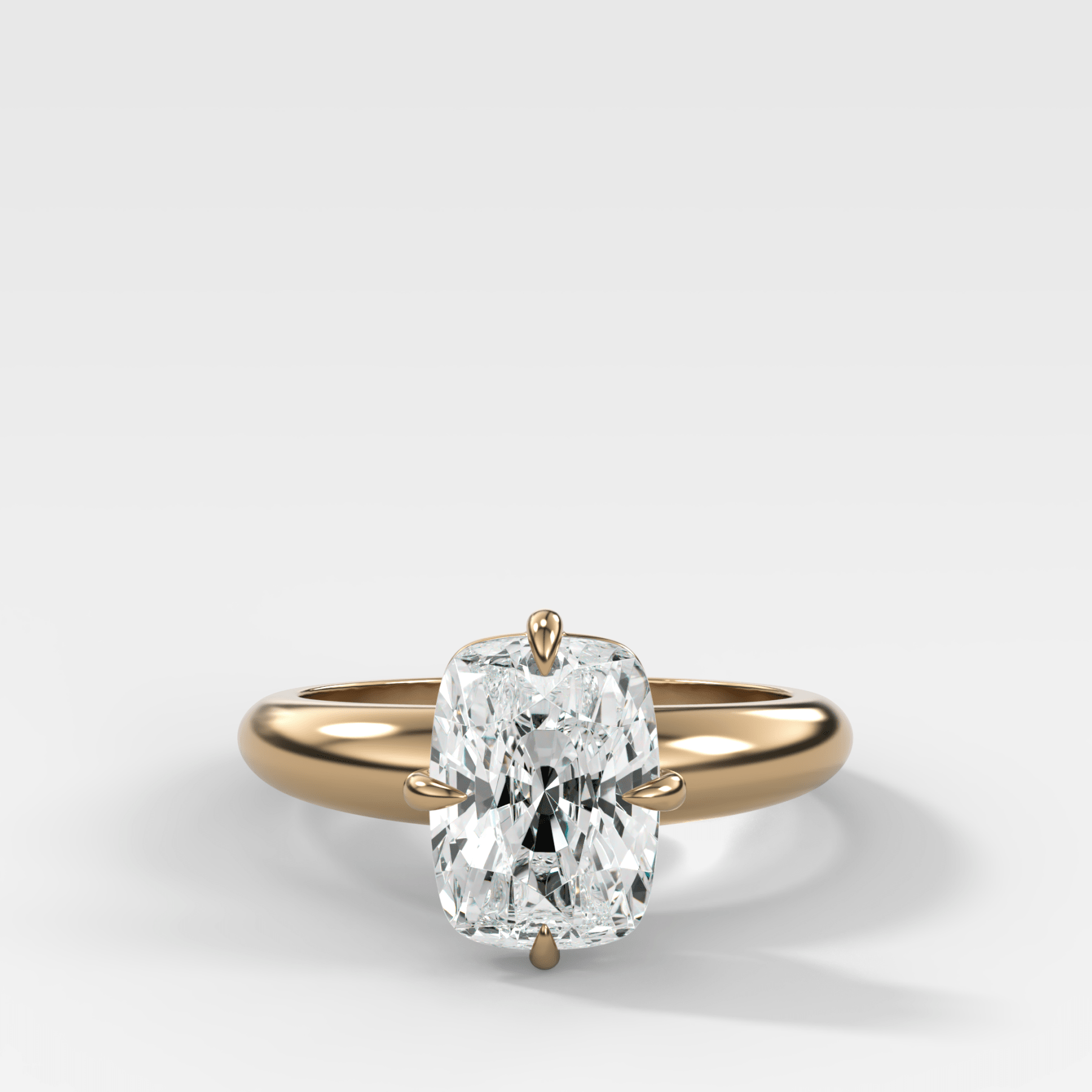 Compass Tapered Dome Engagement Ring With Elongated Cushion Cut Diamond