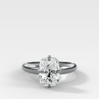 Compass Tapered Dome Engagement Ring With Elongated Cushion Cut Diamond