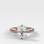 Compass Tapered Dome Engagement Ring With Elongated Cushion Cut Diamond