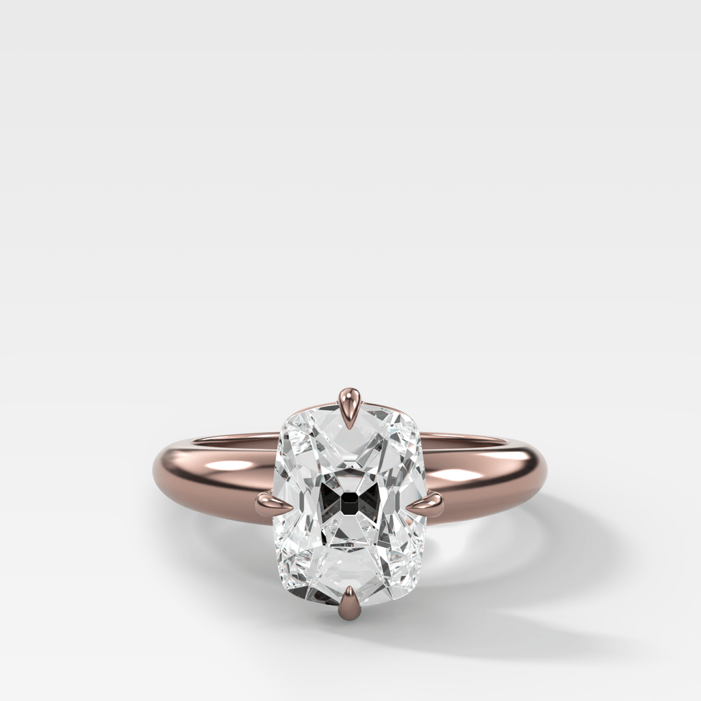 Compass Tapered Dome Engagement Ring With Old Mine Cut Diamond