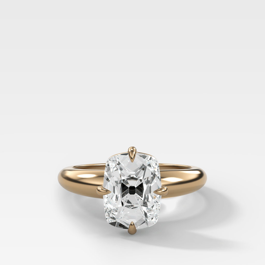 Compass Tapered Dome Engagement Ring With Old Mine Cut Diamond