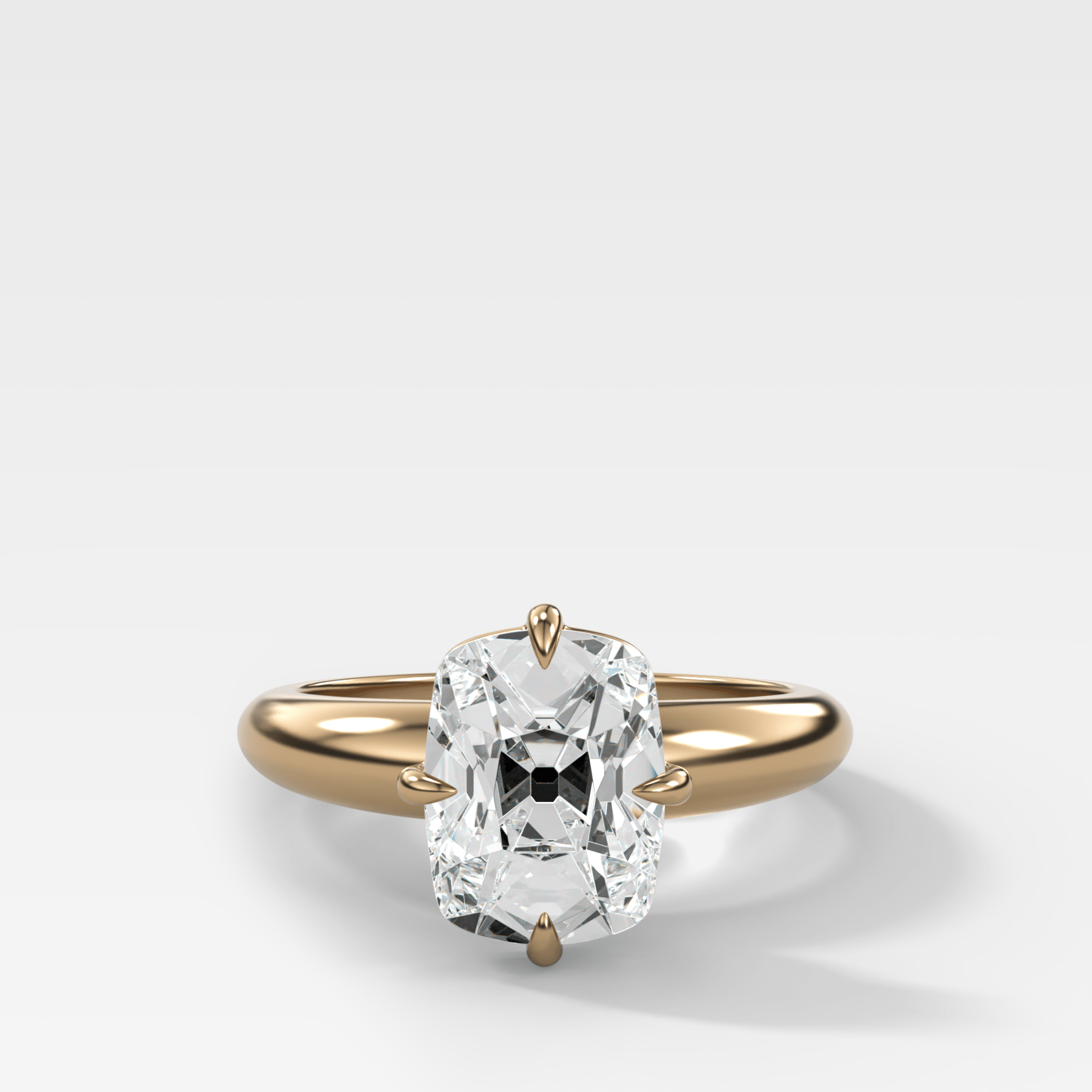 Compass Tapered Dome Engagement Ring With Old Mine Cut Diamond