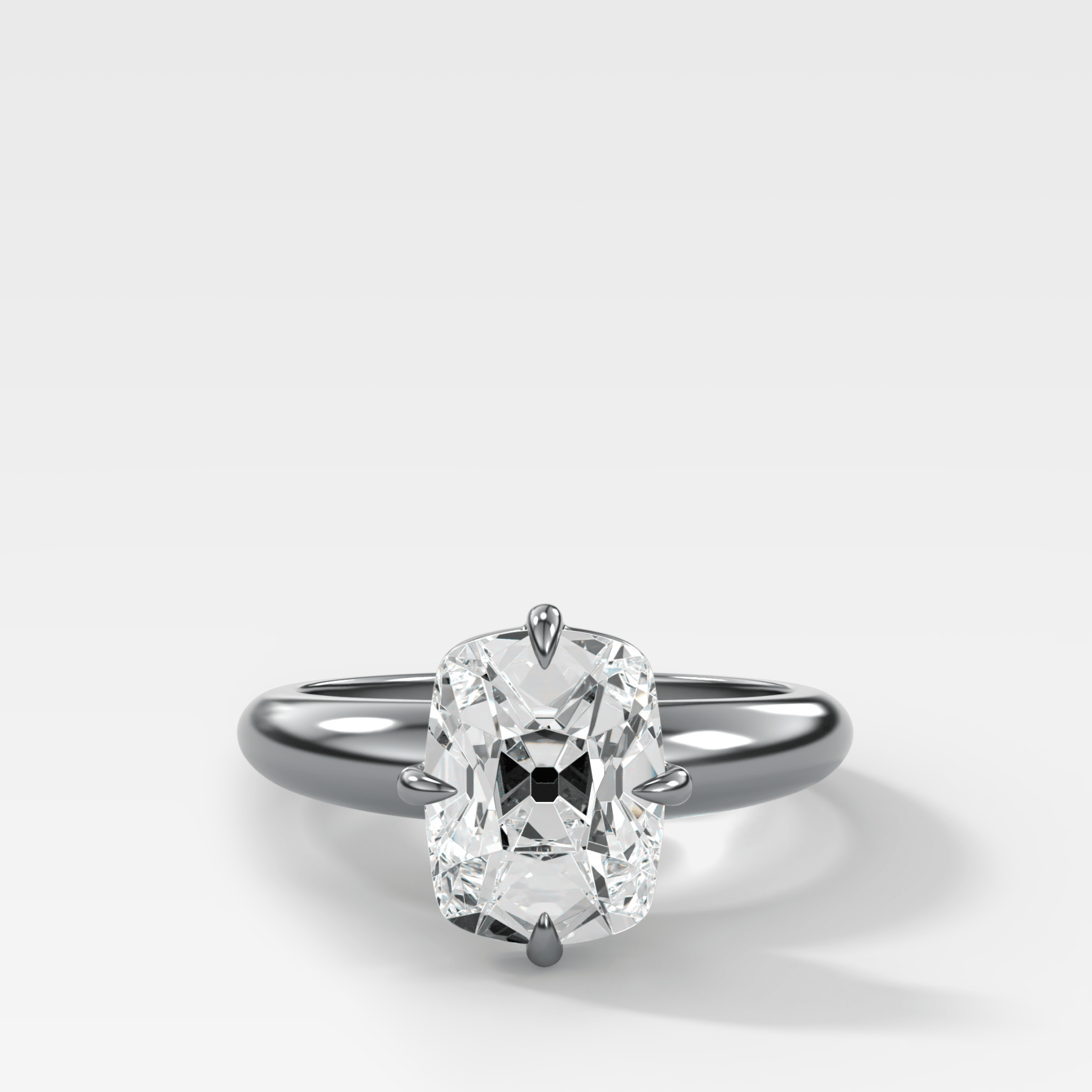 Compass Tapered Dome Engagement Ring With Old Mine Cut Diamond