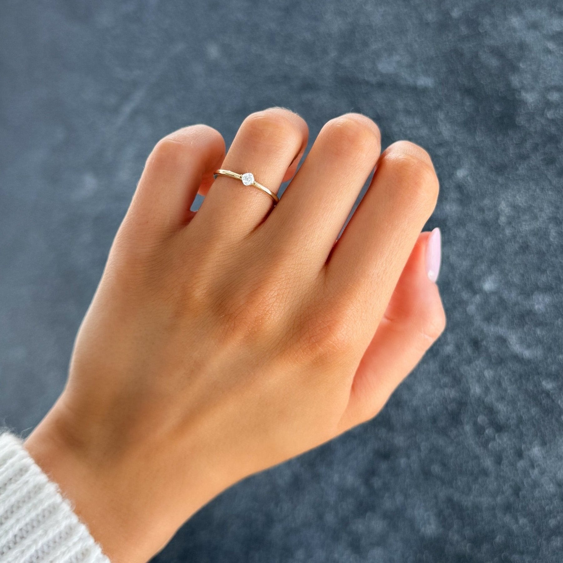 Compass Wedding Band with A Cushion Cut Secondary image
