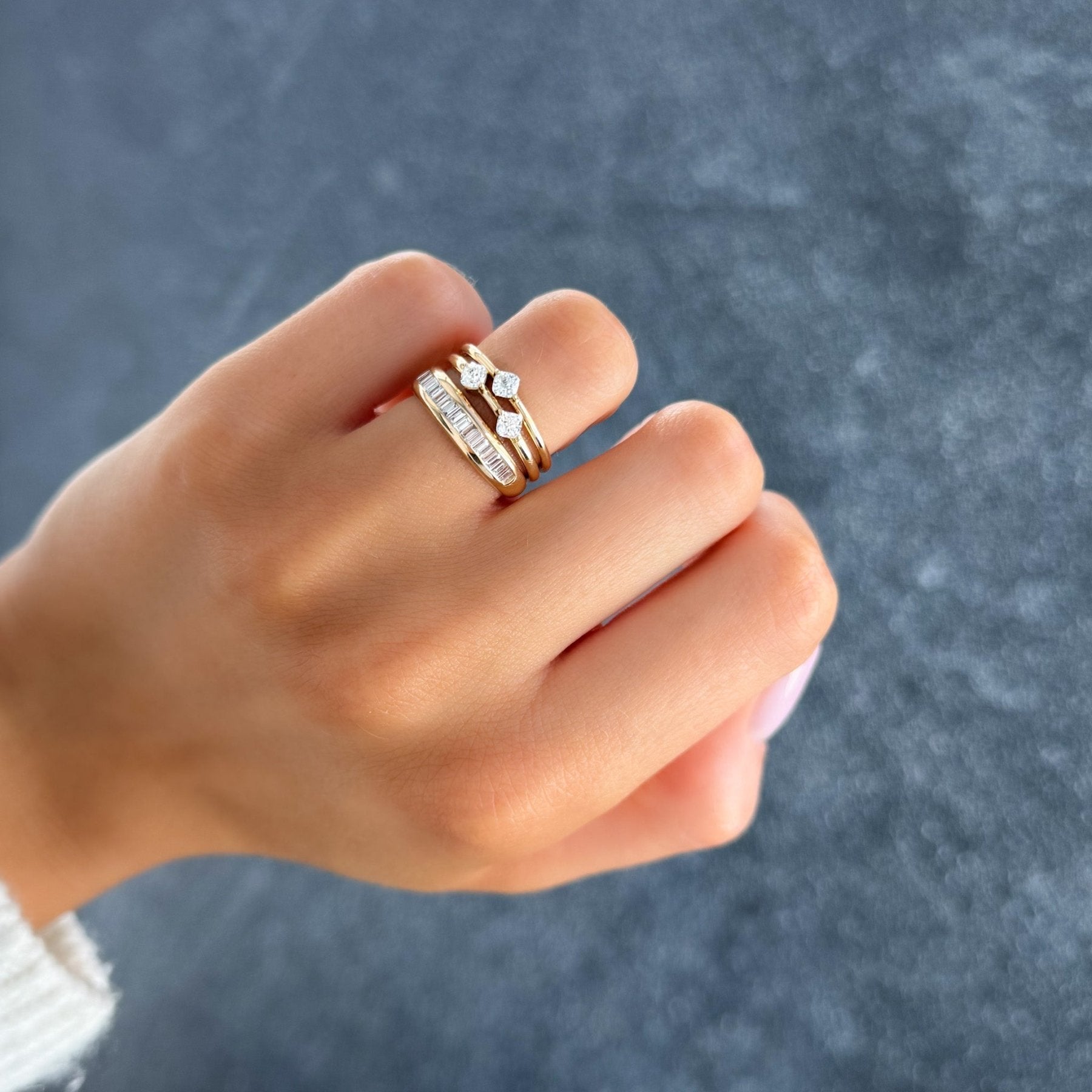Compass Wedding Band with A Cushion Cut