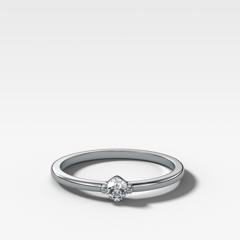 Compass Wedding Band with A Cushion Cut