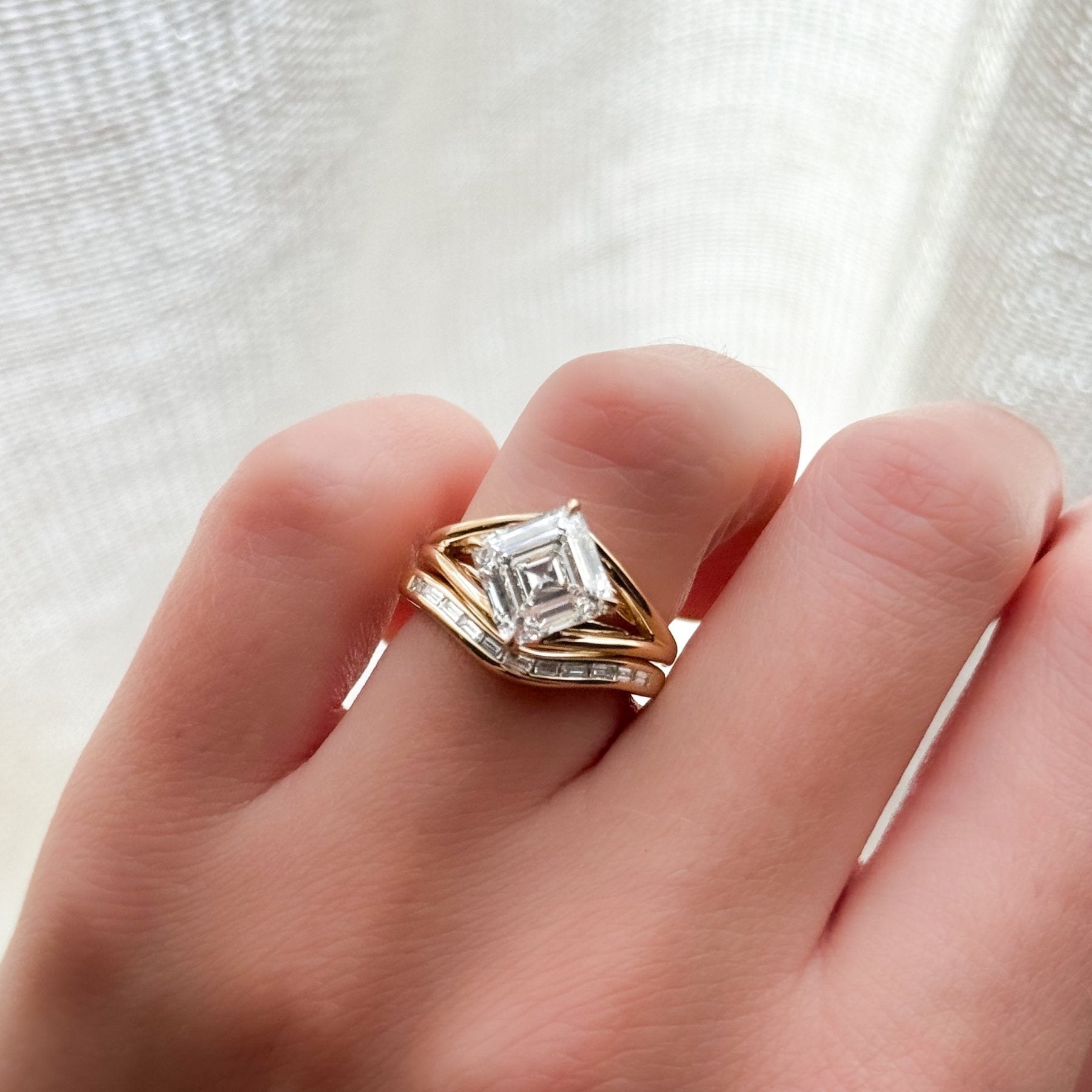Contoured Channel Set Baguette Wedding Band Secondary image