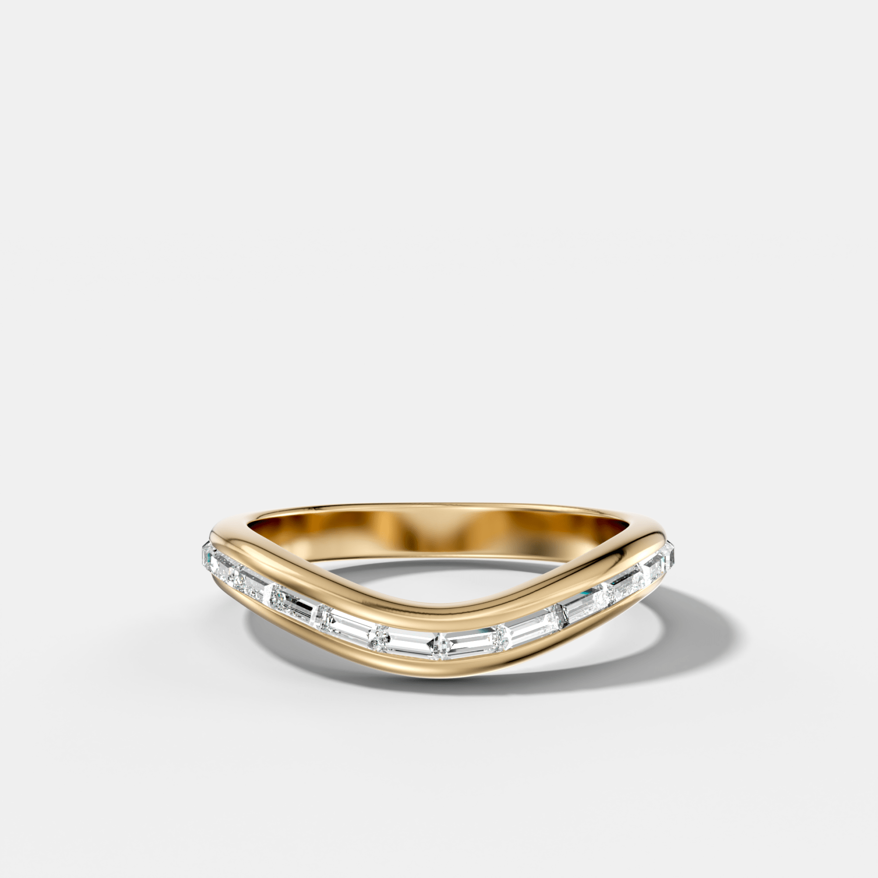 Contoured Channel Set Baguette Wedding Band Main image