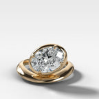 Contoured Club Engagement Ring With 3.78ct Lab Grown Oval Cut Diamond